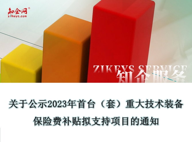 关于公示2023年首台（套）重大技术装备保险费补贴拟支持项目的通知