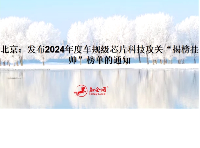 北京：发布2024年度车规级芯片科技攻关“揭榜挂帅”榜单的通知