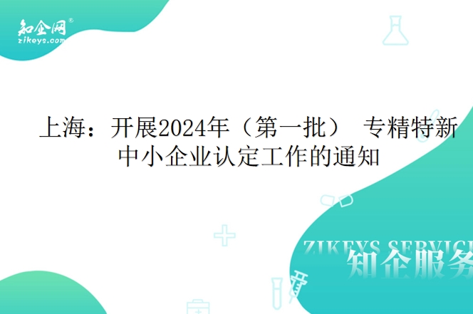 上海：开展2024年（第一批） 专精特新中小企业认定工作的通知