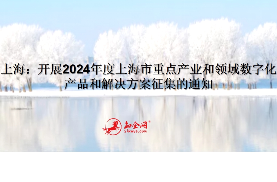 上海：开展2024年度上海市重点产业和领域数字化产品和解决方案征集的通知
