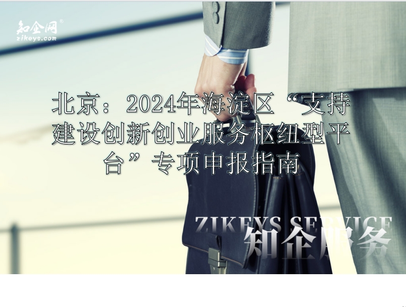 北京：2024年海淀区“支持建设创新创业服务枢纽型平台”专项申报指南